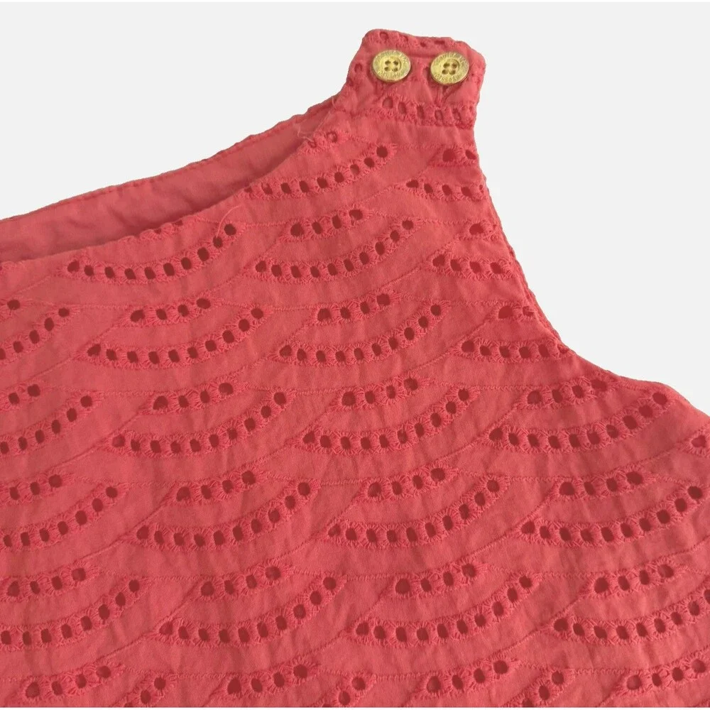 Genuine Kids Oshkosh Girls 4t 2 Piece Coral Eyelet Short Top Outfit 100% Cotton